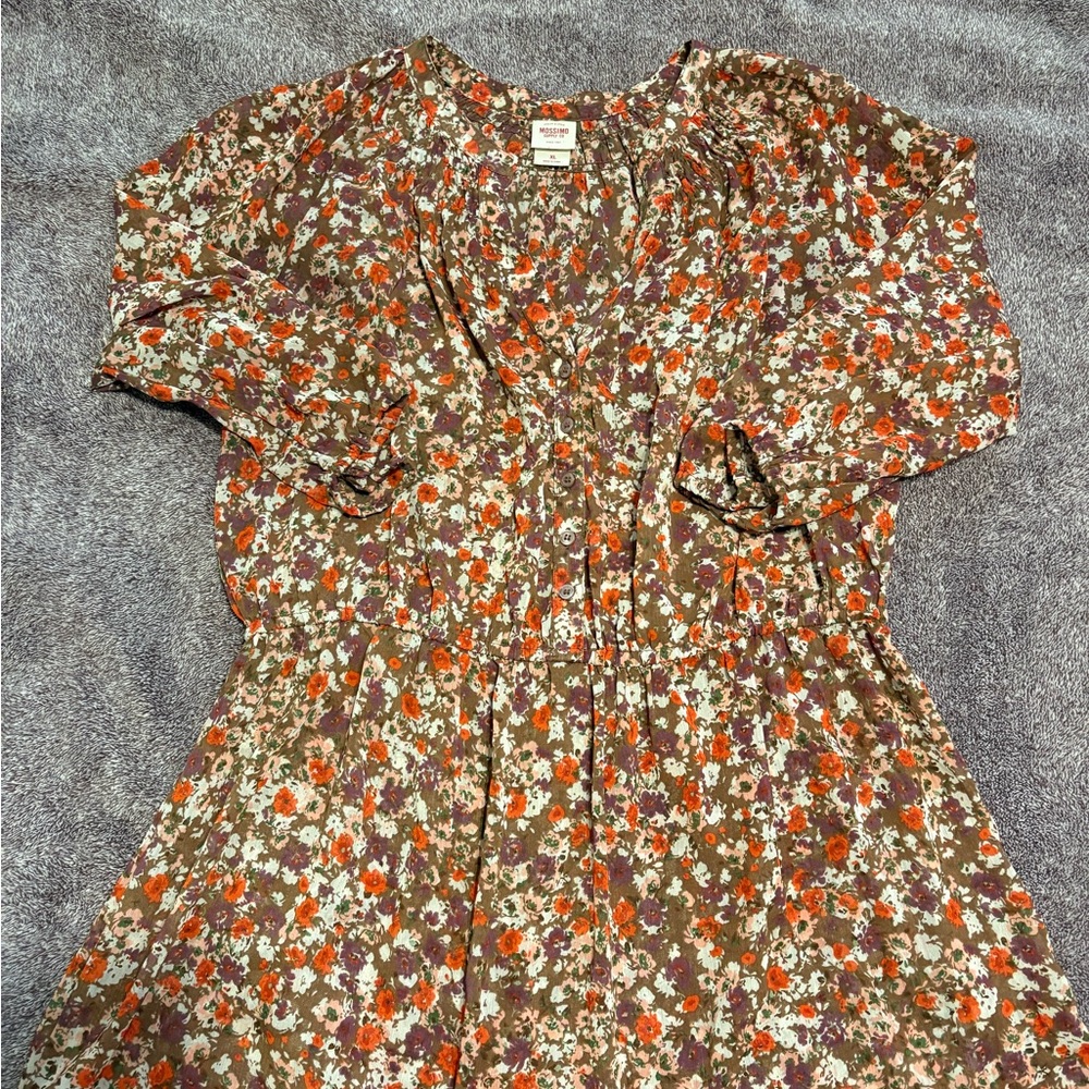 Mossimo Supply Co. Brown Floral Blouse